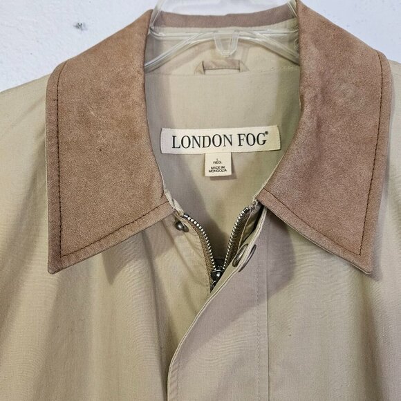 Vintage Men's London Fog Bomber Style Beige Jacket Preppy Casual Size L - Picture 2 of 11